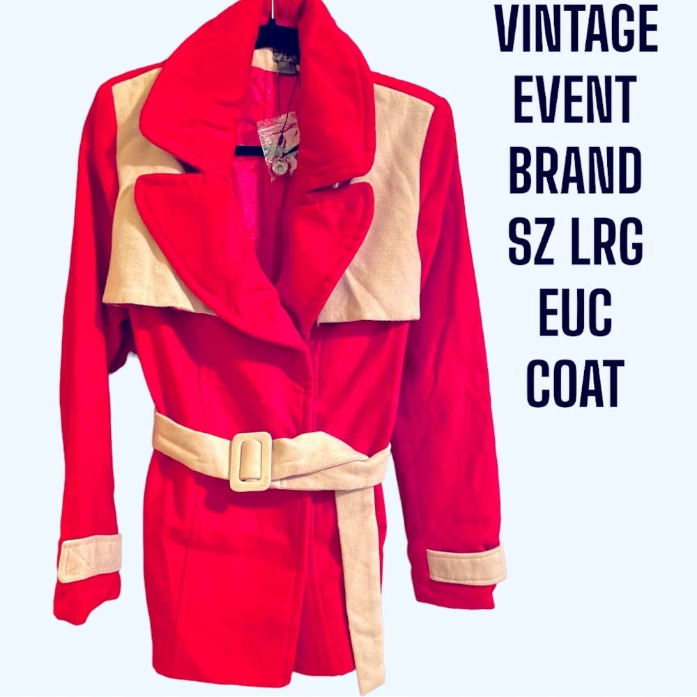 VINTAGE NWOT EVENT BRAND WARM GORGEOUS RED/TAN LINED SOFT COAT SZ LRG NEVER WORN